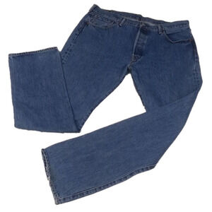 Levi's 501 Men's Blue Medium Wash Button Fly Five Pocket Straight Leg Denim Jean